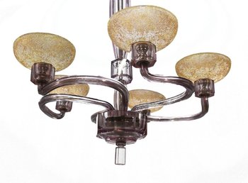 Lampadario in vetro colorato anni '40