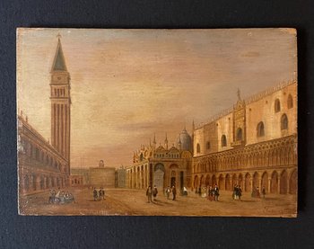 St Mark's square in Venice. Italian school of the XIXth century.