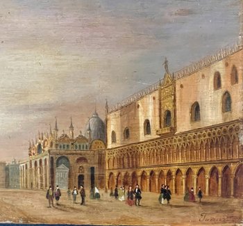 St Mark's square in Venice. Italian school of the XIXth century.