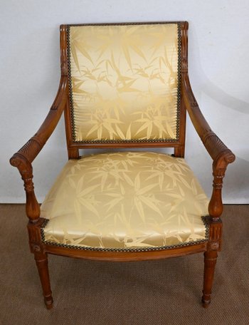 Paar Fauteuils aus Mahagoni, Stil Louis XVI / Directoire - Anfang 19.