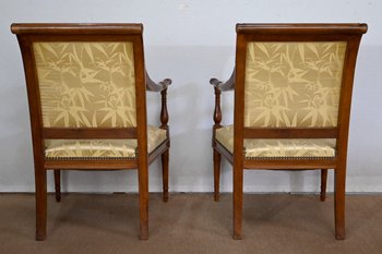 Paar Fauteuils aus Mahagoni, Stil Louis XVI / Directoire - Anfang 19.