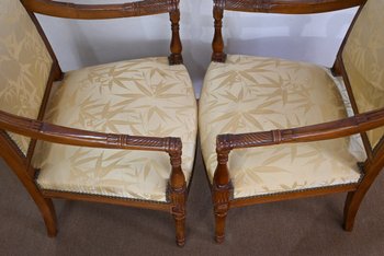 Paar Fauteuils aus Mahagoni, Stil Louis XVI / Directoire - Anfang 19.