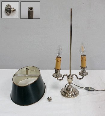 Lampe Bouillotte en Métal argenté, style Empire - Début XXe