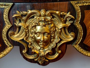 Coppia di console in legno esotico intarsiato Napoleone III