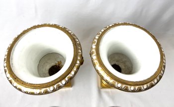 Pair of Medicis vases covered with Paris porcelain cassolette around 1830