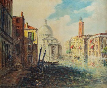 Oil On Canvas View Of Venice Late 19th Century