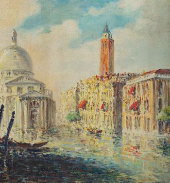 Oil On Canvas View Of Venice Late 19th Century