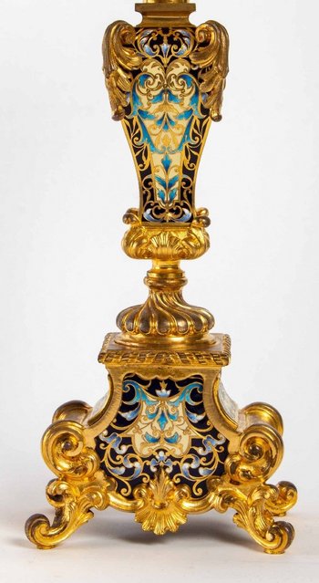 Beautiful Gilded Bronze And Cloisonné Enamel Trim End of XIX