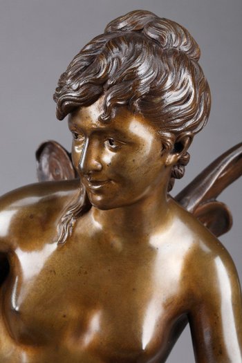 Sculpture " Psyche And Love " Signed Jean Bulio