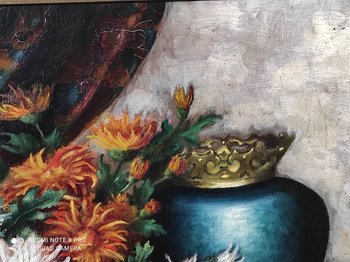 Oil on canvas painting of the CHRYSANTHEMES end of XIXth century