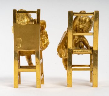 Pair Of Gilded Bronze Sculptures 19th Century