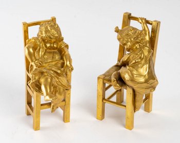 Pair Of Gilded Bronze Sculptures 19th Century