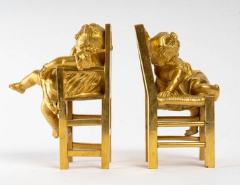 Pair Of Gilded Bronze Sculptures 19th Century