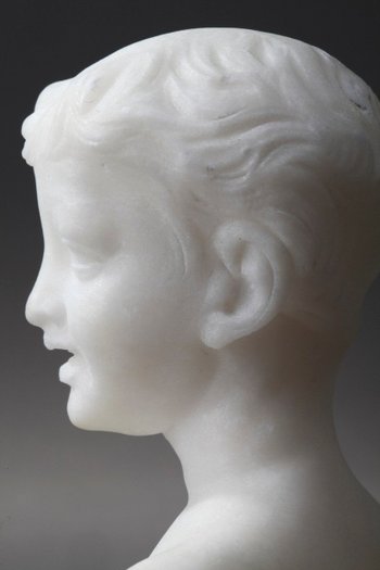 Small Bust Representing A Young Boy In Alabaster