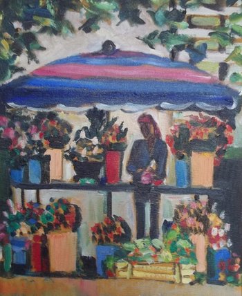 PRUVOST Pierre ( 1921- 2008 ) . Le Marché aux Fleurs.