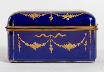 Coffret En Porcelaine Bleu Fin XIXème Siècle