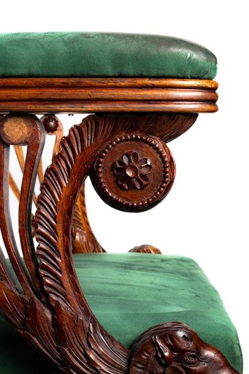 Carved Wooden Office Chair Art Nouveau style 19th Century