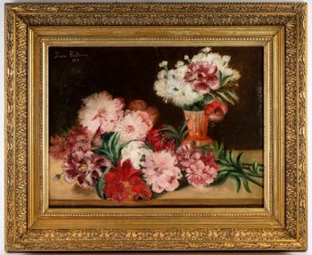 Pair Of Paintings Flowers XIXth Century