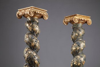 Paire De Colonnes Baroque Torsadées, XVIIème Siècle