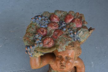 Paar Bacchus-Babys in polychromer Terrakotta