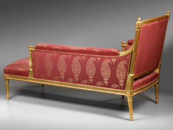 Louis XVI Style Gilded Wood Lounge Chair Napoleon III Period