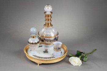 Service called "water glass" in opaline with Desvignes decoration, Charles X