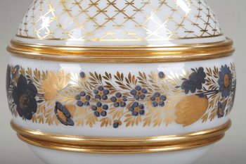 Service called "water glass" in opaline with Desvignes decoration, Charles X