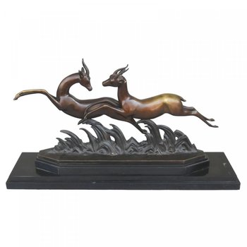 Bronze Socle Marbre Noir Art Déco 1930 Aux Gazelles Par Alliot