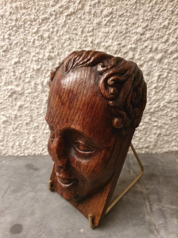 Head , Carved oak , XVII/XVIII°.