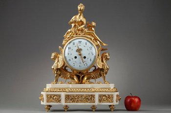 Gilt Bronze And White Marble Louis XVI Style Clock