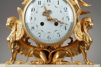 Gilt Bronze And White Marble Louis XVI Style Clock