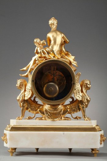 Gilt Bronze And White Marble Louis XVI Style Clock