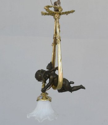 Tiny Chandelier With Baby Gilt Bronze Napoleon III