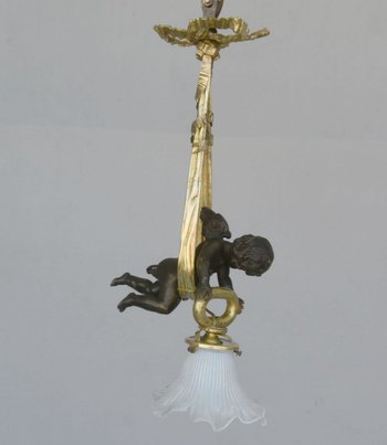 Tiny Chandelier With Baby Gilt Bronze Napoleon III