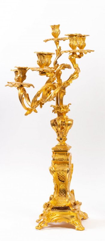 Pair Of Candelabras In Gilt Bronze Louis XV style, Napoleon III period.