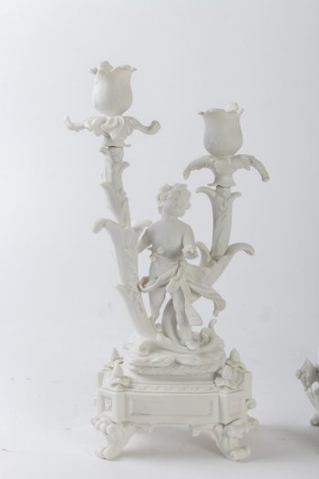 Sèvres Biscuit Mantel Set, 19th century