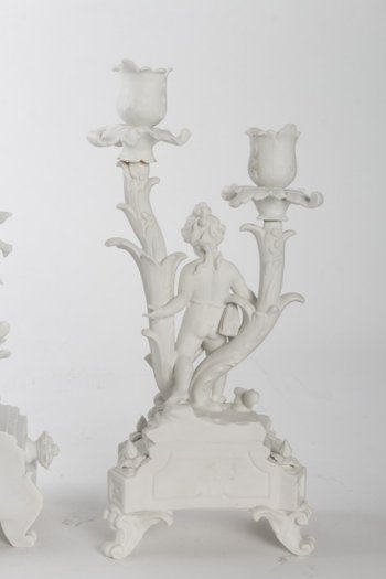 Sèvres Biscuit Mantel Set, 19th century