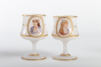 Milky White Opaline Water Set, Gold Fillet Design, Late 19th Century