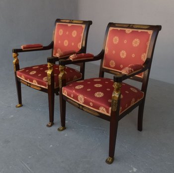 Empire Style Salon Mahogany And Gilt Bronze Nineteenth