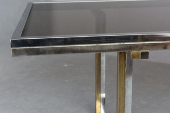 Table Vintage 1970 Métal Chromé Et Verre 