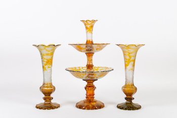 Pair Of Bohemian Crystal Vases 19th Century