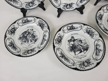 Set of 6 plates Creil and Montereau Masked ball XIXth century