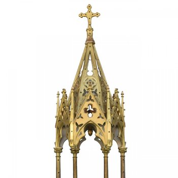 Baldacchino per chiesa in legno e stucco dorato in stile gotico