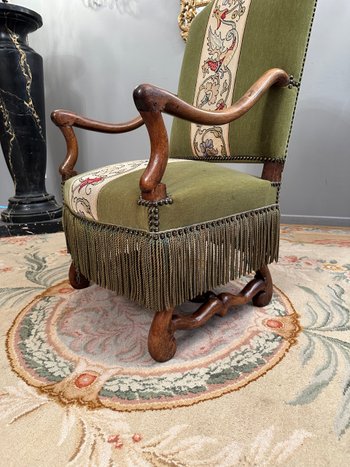 Fauteuil En Noyer d'Epoque Louis XIII XVIIeme Siecle