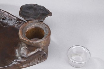 Art Nouveau Bronze Inkwell by Albert Marionnet (1852-1912)