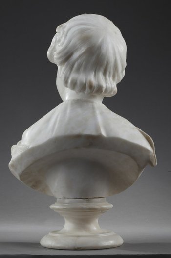 Sculpture En Albâtre : Buste De Jeune Fille, XIXe Siècle