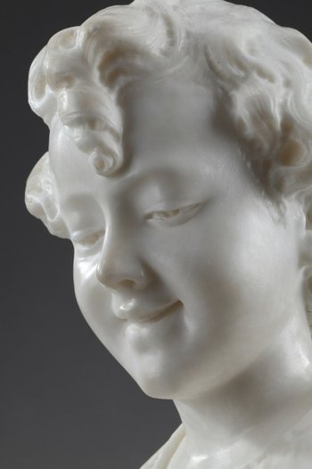 Sculpture En Albâtre : Buste De Jeune Fille, XIXe Siècle