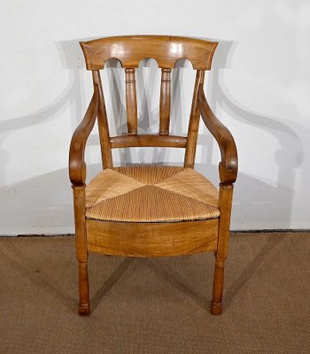 Solid cherry wood armchair, Empire period - Early 19th century