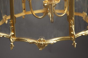 Large Louis XV Style Lantern In Gilt Bronze