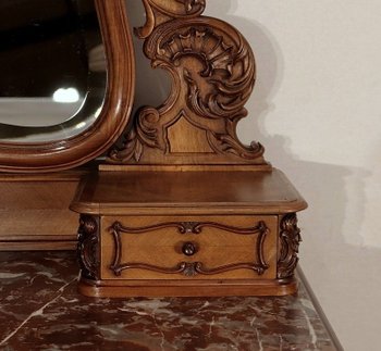 Psyche chest of drawers in walnut, Maison Guinand-Leglas, Rocaille style - 1900